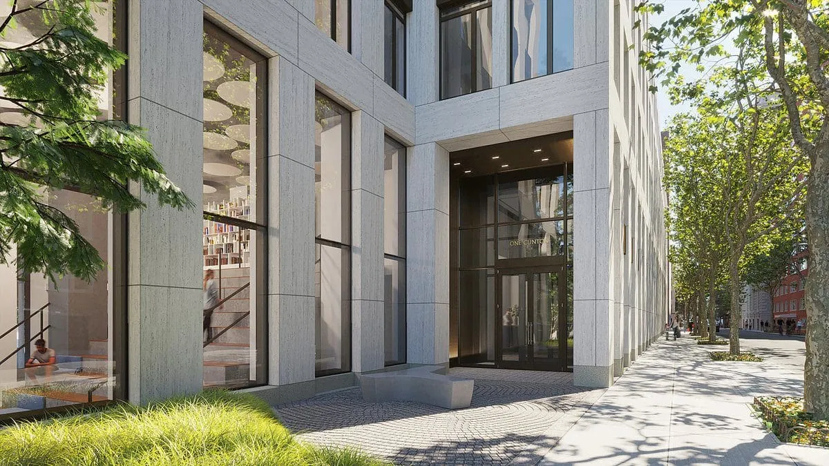 resident entrance to one Clinton Brooklyn luxury rental building
