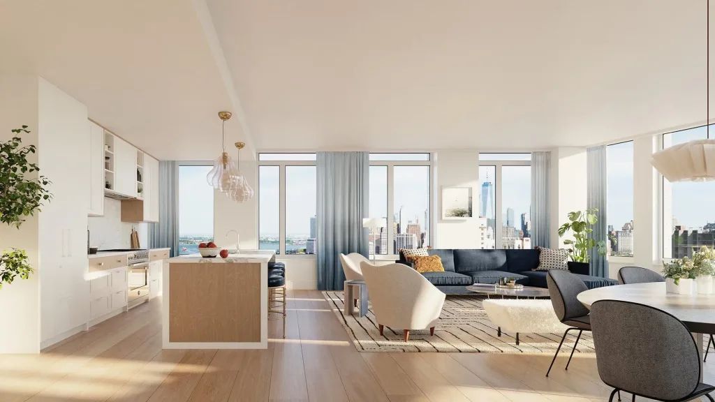 resident kitchen one Clinton Brooklyn luxury rental building