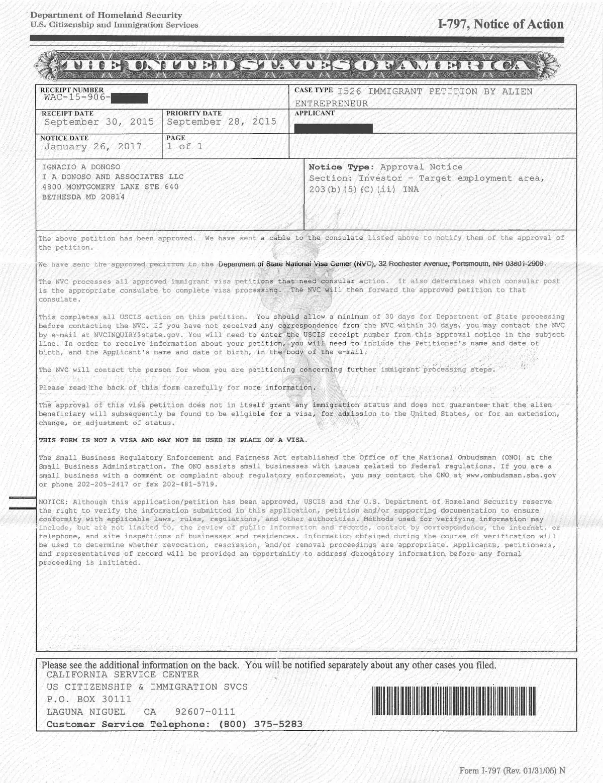i-797, notice of action