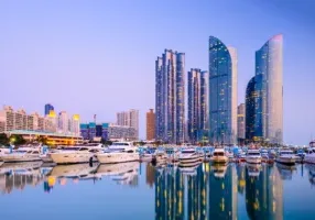 Busan, South Korea cityscape at Haeundae.