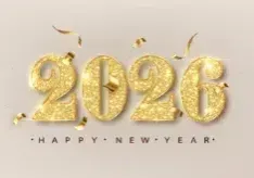 2026 gold glitter numbers on bright New Year background with Flying Confetti. Banner For Christmas and winter holiday headers, party flyers